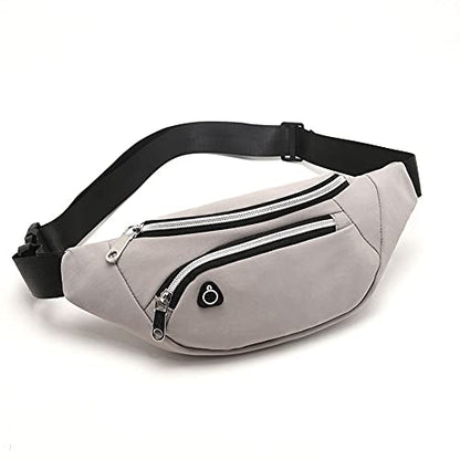 Waist Pack Bag for Men&Women - Fanny Pack for Workout Traveling Running. - color: (With headphone hole)Light Gray