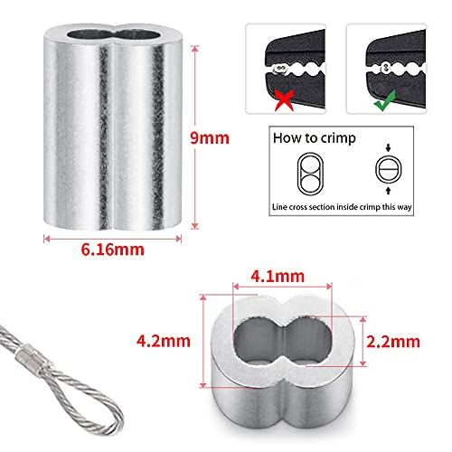 Wire Rope, 1/16 Steel Wire, Stainless Steel 304 Cable, 328FT Length Aircraft Cable with 100pcs Sleeves Stops, 7x7 Strand Core, 368 lbs Breaking Strength Perfect for Outdoor,Yard,Garden or Crafts