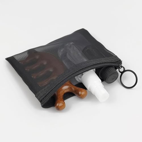 5 Pcs Zipper Mesh Bags, Zipper Cosmetic Organizer Pouch, 5 x 4 in, Black - color: Black, size: S（5" x 4"）