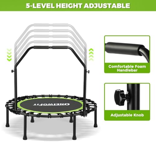 ONETWOFIT Foldable Mini Bungee Rebounder Trampoline for Adults with Handle - size: 40inch