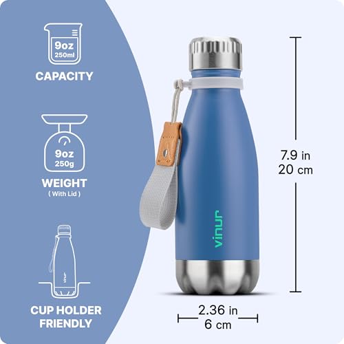 Kids Stainless Steel Water Bottle for School-9 oz Insulated Water Bottle - color: Royal Blue, size: 9 Ounces