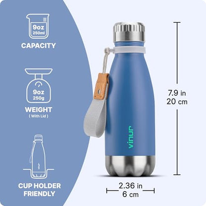 Kids Stainless Steel Water Bottle for School-9 oz Insulated Water Bottle - color: Royal Blue, size: 9 Ounces
