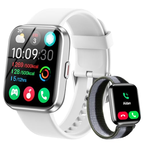 WMK Smart Watch for Android Phones & iPhones, Fitness Watches for Women Men - color: Silver White