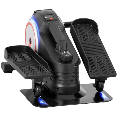 Under Desk Elliptical Machine Adjustable Speed Quiet and Portable Leg Trainer Ellipse Leg Seated Pedal Exerciser While Sitting with Remote Control for Seniors Adults, Black