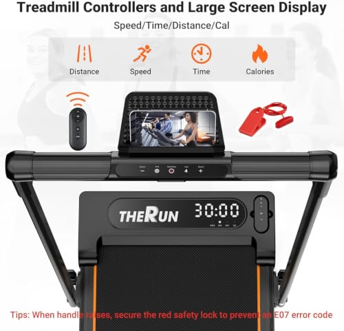 THERUN Walking Pad with Handle Bar, Compact Under Desk Portable Treadmill