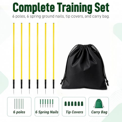 5 FT Adjustable Soccer Agility Poles with Steel Ground Spring Nails