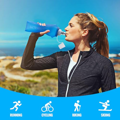 WRELS TPU Collapsible Soft Flask,Lightweight PBA Free Folding Running Water Bottles,Leakproof Durable Hydration Flask for Outdoors (250ml/8.45oz-2 Packs-Dark Blue) - color: 250ml/8.45oz-2 Packs-Dark Blue