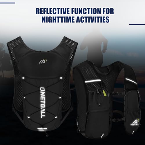 Running Vest for Women & Men, 6L Hydration Backpack with 2L Water Bladder, Lightweight Water Backpack for Trail Running, Marathon, Hiking, Cycling, Jogging, Adjustable Fit - color: Black Vest with 2L Bladder