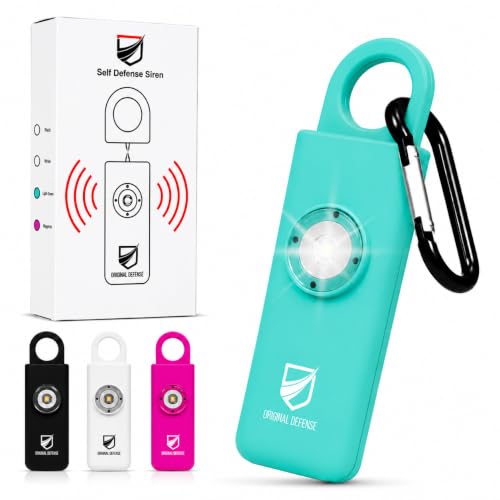 Original Defense® Siren Self-Defense Alarm - 130 dB Keychain Alarm with LED Strobe Light for Women, Children, and Elderly - Police Recommended - (Mint, 1 Count) - color: Mint