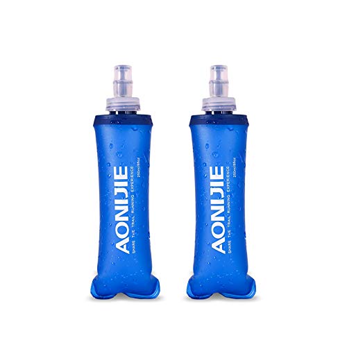 AONIJIE TPU Soft Folding Water Bottles Collapsible Flask for Hydration Pack for Running Hiking Cycling Climbing Pack of 2 (250ml -Pack of 2) - color: 250ml -Pack of 2