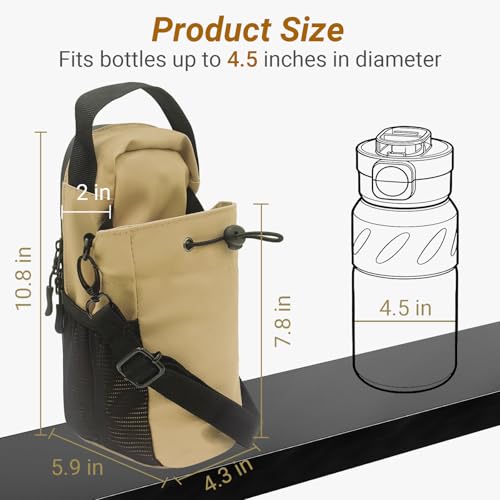Magnetic Gym Bag for Men & Women Magnetic Water Bottle Holder Small Gym Accessories Crossbody Bag for Fitness Lovers - color: Khaki