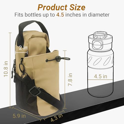 Magnetic Gym Bag for Men & Women Magnetic Water Bottle Holder Small Gym Accessories Crossbody Bag for Fitness Lovers - color: Khaki