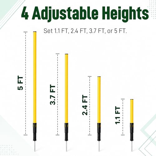 5 FT Adjustable Soccer Agility Poles with Steel Ground Spring Nails