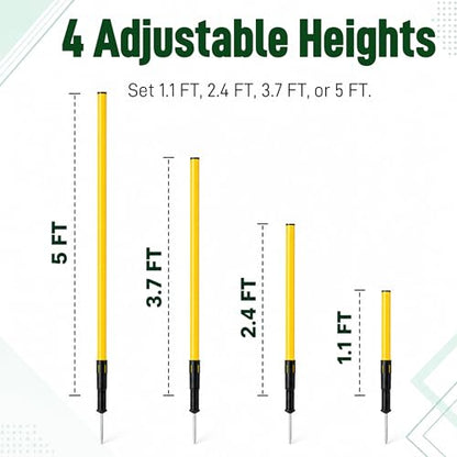 5 FT Adjustable Soccer Agility Poles with Steel Ground Spring Nails