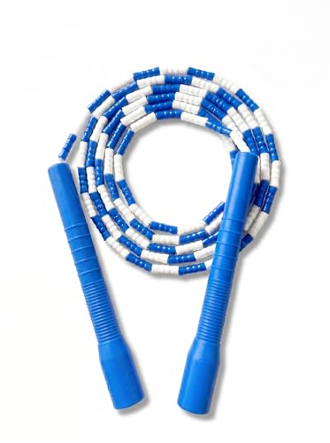 YUEDONG Beaded Jump Rope, 20cm Handles, Soft TPU Beads, Rhythmic Click - color: BLUE
