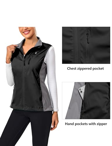 Little Donkey Andy Women's Lightweight Vest Windproof Sleeveless Jacket - color: Black, size: Medium