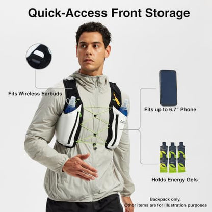 ROOT5 Running Hydration Vest 5L with 2 x 500ml Soft Flasks, Lightweight Running Vest with Water Bottles for Men and Women, Trail Running Pack - color: Black+purple, size: Medium