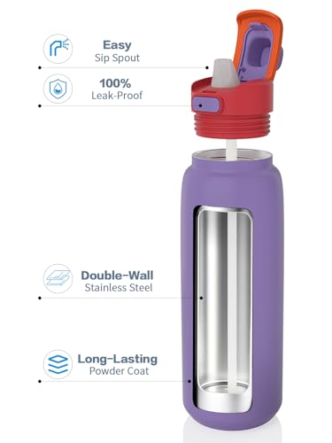 LAOION 28 oz Stainless Steel Insulated Water Bottle - color: Purple, size: 28 Ounces