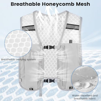 Running Vest for Women Men, Adjustable Lightweight Hydration Vest with 500ml Soft Flask, Breathable Backpack for Trail Race Hiking Cycling Climbing Jogging Marathon