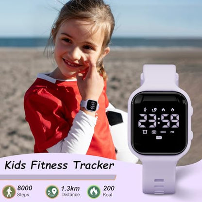GOLDEN HOUR Kids Digital Sport Watches with Fitness Tracker, Alarm Clock, Stopwatch, No App Waterproof Birthday Gifts for Girls and Boys Ages 4-12 - color: Purple