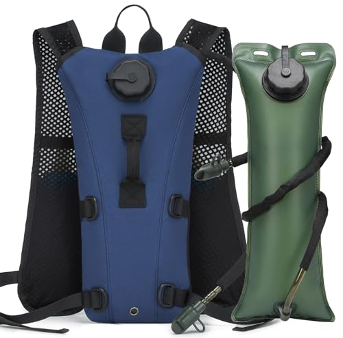 Running Hydration Vest Pack Tactical 3L Water Bladder Backpack Bag for Cycling Marathon Hiking Daypack Men & Women - color: Deep Navy Blue
