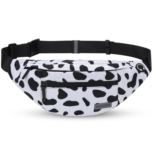 MAXTOP Large Cow Print Crossbody Bags for Women Cute Fanny Pack Belt Bag - color: Cow Print White