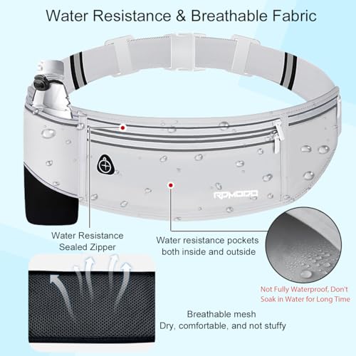 Fanny Pack with Water Bottle Holder, Running Hydration Belt, Grey - color: 09-Light Grey