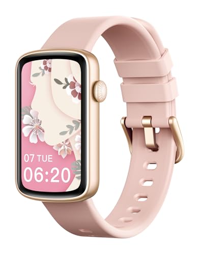 Fitness Watches for Women, LYNN2 Fitness Tracker with Heart Rate Monitor Blood Oxygen/Sleep Tracker Pedometer, Slim Step Tracker Watch for iOS/Android Phones Waterproof (Pink) - color: Pink