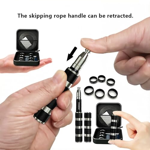 Retractable Jump Rope - No Tool Adjustable, Fits in Pocket, Tangle-Free Steel Cable for Travel & Gym - color: Black