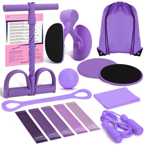 Home Workout Equipment for Women, Pedal Resistance Band with Handle Set - color: Purple