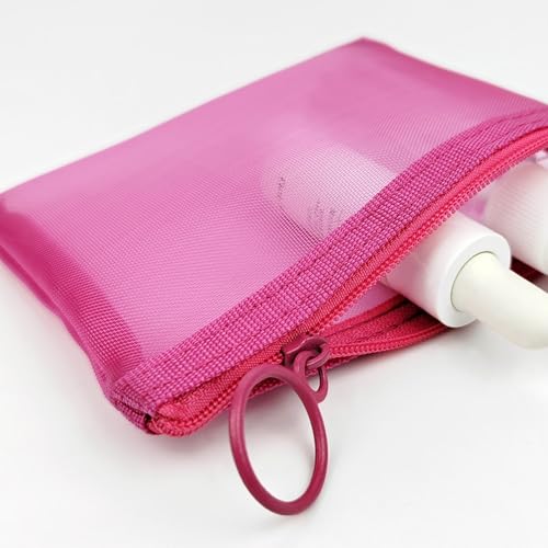 5 Pcs Zipper Mesh Bags, Zipper Cosmetic Organizer Pouch, 5 x 4 in, Black - color: Black, size: S（5" x 4"）