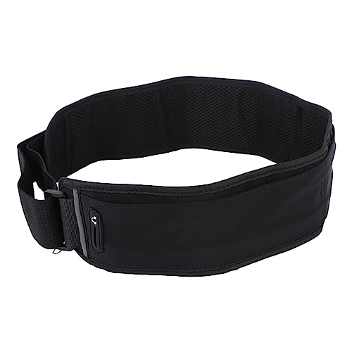 Running Belt Pack, Slim Breathable Waist Pack with 300ml Water Bottle Multi Pockets Phone Holder Adjustable Bounce Stable Sports Bag for Running Jogging Nylon Black 1 Pack