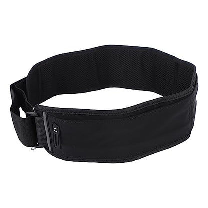 Running Belt Pack, Slim Breathable Waist Pack with 300ml Water Bottle Multi Pockets Phone Holder Adjustable Bounce Stable Sports Bag for Running Jogging Nylon Black 1 Pack