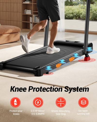 15% Incline Walking Pad Treadmill, Under Desk Treadmills for Home