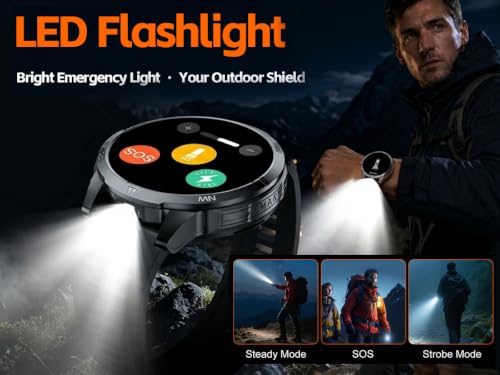 Military Smart Watch with Earbuds for Men and Women,+ Metal Band - color: Black RD +Steel band& 2Glass
