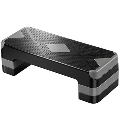 ZENY 26.5 inch Aerobic Step Platform with 4 Step Risers, 400 lbs Capacity - color: Grey