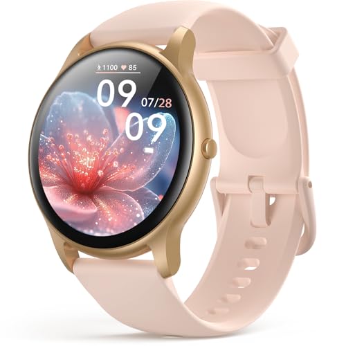 AGPTEK 5ATM Waterproof Smart Watch for Women with 100+ Sports Modes, Pink