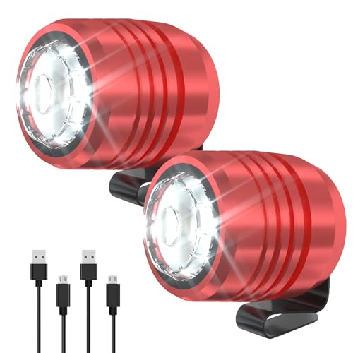 2 Rechargeable Headlights Compatible with Clog, Adjustable Light for Shoes, Flashlights Accesories for Kids Adults Sandals, Clip on Clog, Headlamps Shoes Decorations, Red