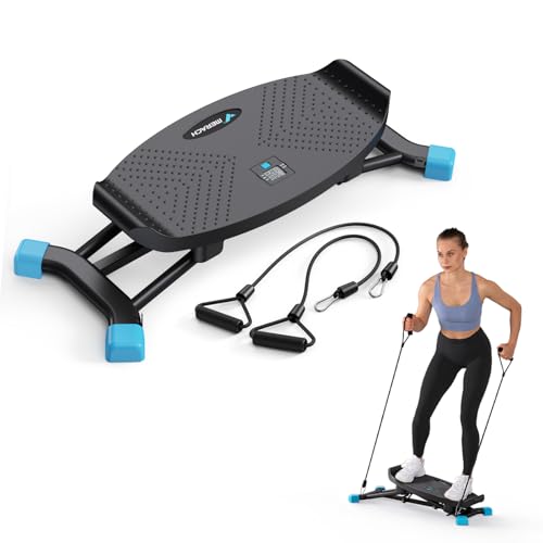 MERACH Balancing Machine for Full Body Workout, Sliding Ski Simulator with Resistance Bands, 300 LBS Loading Capacity Exercise Workout Equipment for Women﻿(Black)