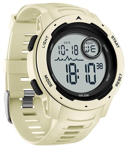 findtime Men's Digital Watch Waterproof Sports Watches Tactical Military Stopwatch Alarm 12/24H Outdoor Mens Wristwatch for Running Swimming Relojes para Hombres - color: khaki
