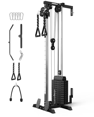 Mikolo Wall Mount Cable Station, Cable Crossover Machine with Dual Pulley System and 19/27 Adjustable Positions for Home Gym Fitness Equipment - color: BLACK, size: G3 Elite(118 lb weight stack)