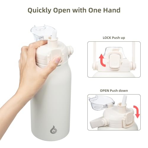 BJPKPK 45oz Insulated Water Bottle with Straw Lid, Stainless Steel Bottle - color: 45 ozWhite, size: 45 Ounces