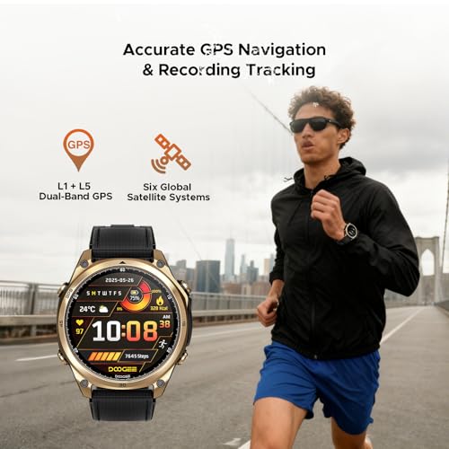 Anywise W1 GPS Smart Watches for Men, 6 Satellite Positioning, 50M Waterproof Fitness Tracker, 1.43'' AI Mens Smart Watch for Android Phone/iphone compatible,Answer/Make Call/12 Days Battery - color: Gold - 3 Watch Bands