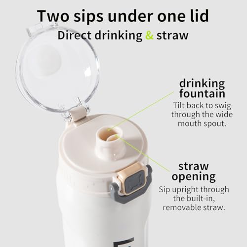 Insulated Stainless Steel Water Bottle with Strap & Lock Lid – Leakproof Vacuum Flask, Double Wall Thermal BPA - Free Sports Bottle for Gym, Travel & Office, 22 OZ (White) - color: White