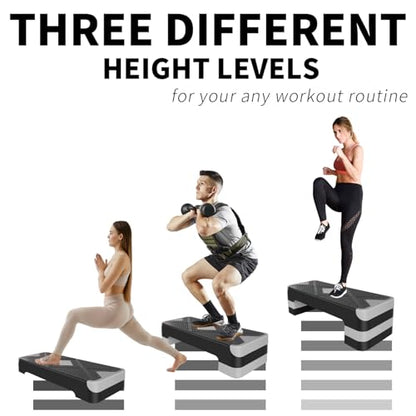 27" Aerobic Exercise Step Platform Adjustable Stepper - color: Grey