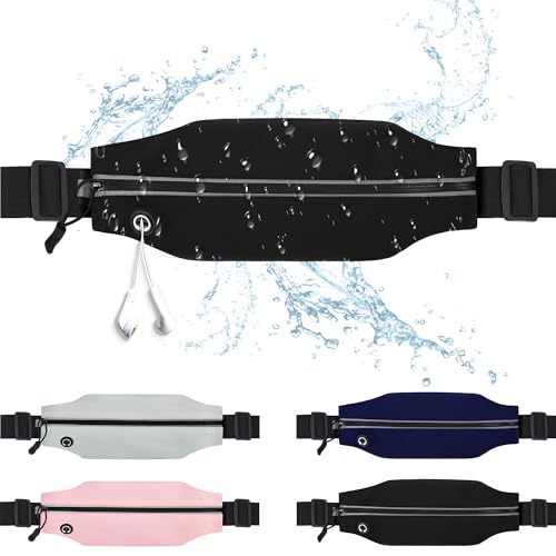 Running Belt Fanny Pack Men and Women Slim Running Bag Money Belt - color: Black
