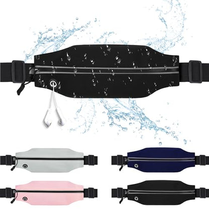 Running Belt Fanny Pack Men and Women Slim Running Bag Money Belt - color: Black