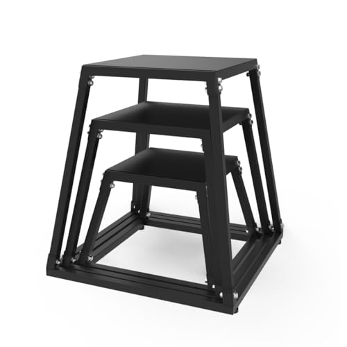 GarveeLife Plyometric Jumping Box, Steel Plyo Box for Exercise - color: Black, size: 12/18/24 Inch