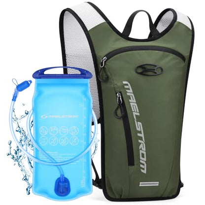 Maelstrom Hydration Backpack with 2L Water Bladder,Lightweight Running Vest - color: Army Green