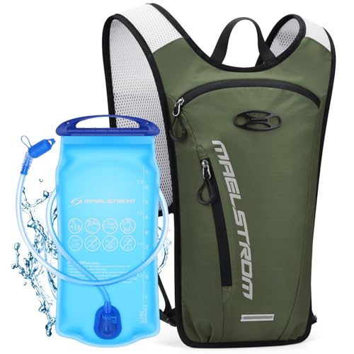 Maelstrom Hydration Backpack with 2L Water Bladder,Lightweight Running Vest - color: Army Green